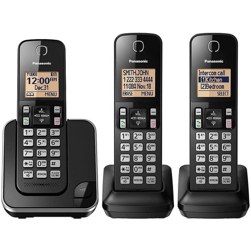 Panasonic KX-TGC383B | Téléphone sans fil - 3 combinés - Noir-Sonxplus Sorel