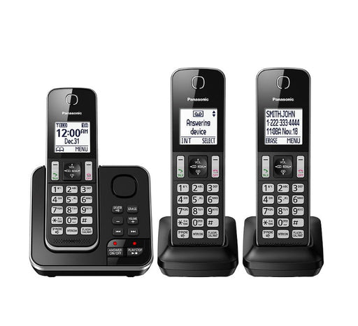 Panasonic KX-TGD393B | Téléphone sans fil - 3 combinés - Répondeur - Noir-Sonxplus Sorel