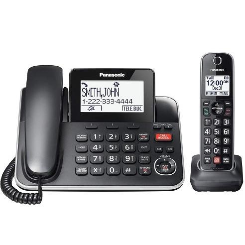 Panasonic KXTGF870B | Combo téléphone sans fil - 1 combiné fixe et 1 combinés sans fil - Répondeur - Noir-Sonxplus Sorel