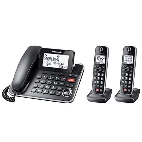 Panasonic KXTGF872B | Combo téléphone sans fil - 1 combiné fixe et 2 combinés sans fil - Répondeur - Noir-Sonxplus Sorel