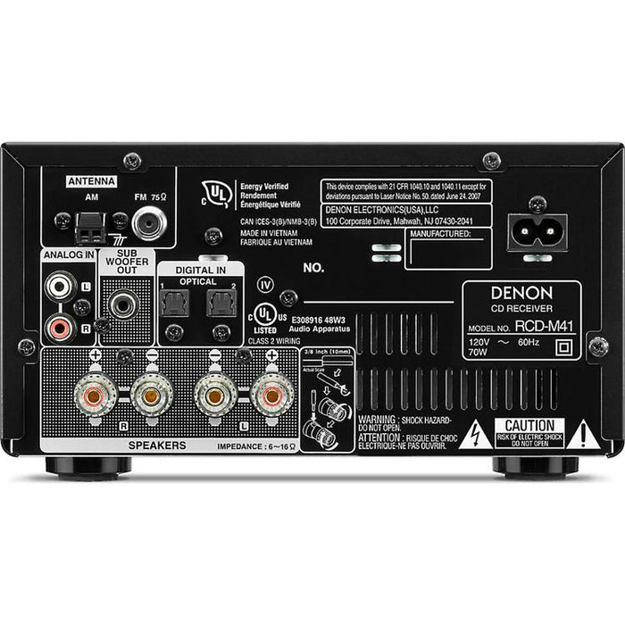 Denon DM-41SBK | Micro-Chaîne Hi-Fi sans fil - 2 Canaux - Bluetooth - Noir-Sonxplus Sorel