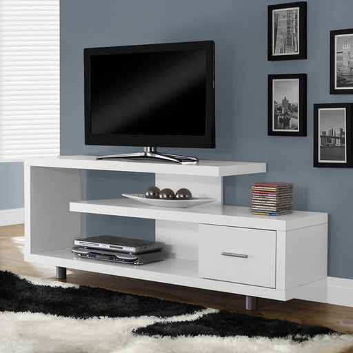 Monarch Specialties I2573 | Meuble TV - 60" - 1 Tiroir - Blanc-Sonxplus Sorel
