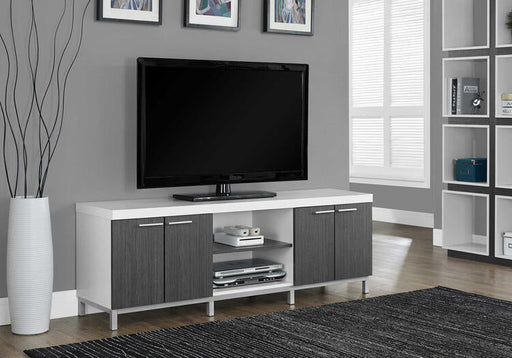 Monarch Specialties I 2591 | Meuble TV - 60" - 1 Tiroir - Blanc/Gris-Sonxplus Sorel