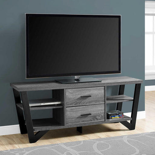Monarch Specialties I2762 | Meuble TV - 60" - 2 Tiroirs de rangement - Gris/Noir-Sonxplus Sorel