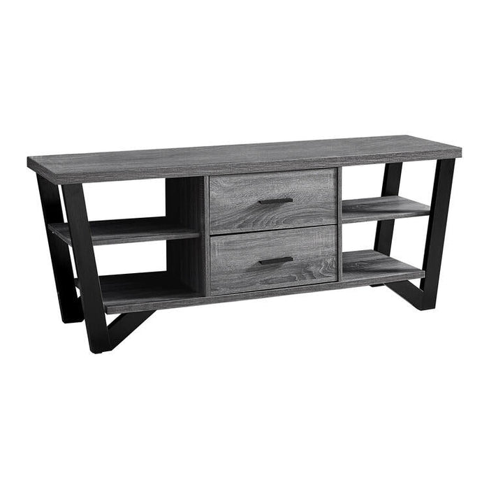 Monarch Specialties I2762 | Meuble TV - 60" - 2 Tiroirs de rangement - Gris/Noir-Sonxplus Sorel