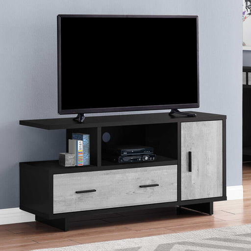 Monarch Specialties I2804 | Meuble TV - 48" - 1 Tiroir - 1 Armoire - Gris et Noir-Sonxplus Sorel