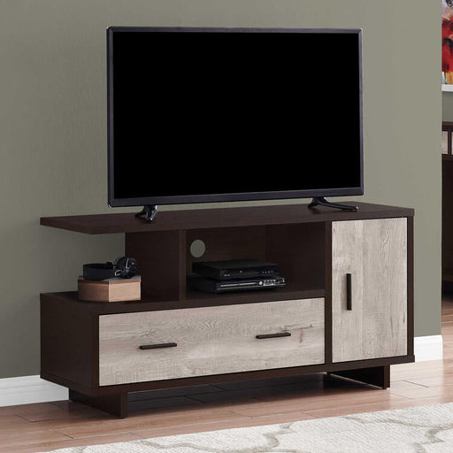 Monarch Specialties I2805 | Meuble TV - 48" - 1 Tiroir - 1 Armoire - Espresso/Taupe-Sonxplus Sorel