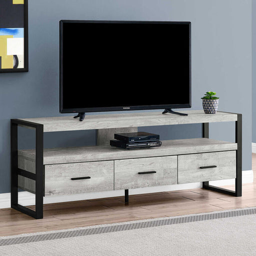 Monarch Specialties I2821 | Meuble TV - 60" - 3 Tiroirs - Gris-Sonxplus Sorel
