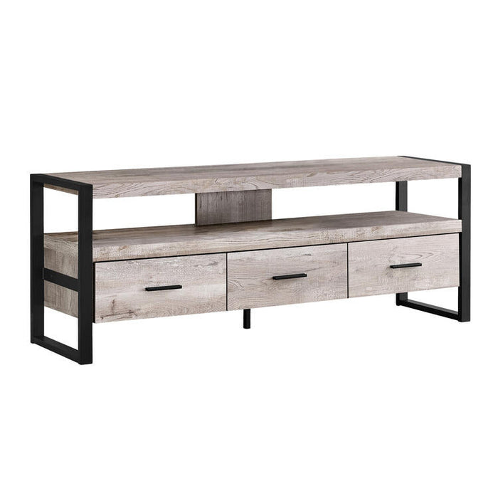 Monarch Specialties I2822 | Meuble TV - 60" - 3 Tiroirs - Taupe-Sonxplus Sorel