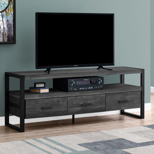 Monarch Specialties I 2823 | Meuble TV - 60" - 3 Tiroirs - Imitation Bois - Noir-Sonxplus Sorel