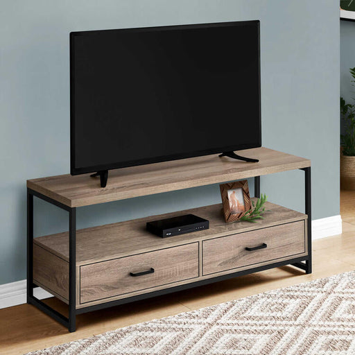 Monarch Specialties I2872 | Meuble TV - 48" - 2 Tiroirs de rangement - Taupe foncé-Sonxplus Sorel