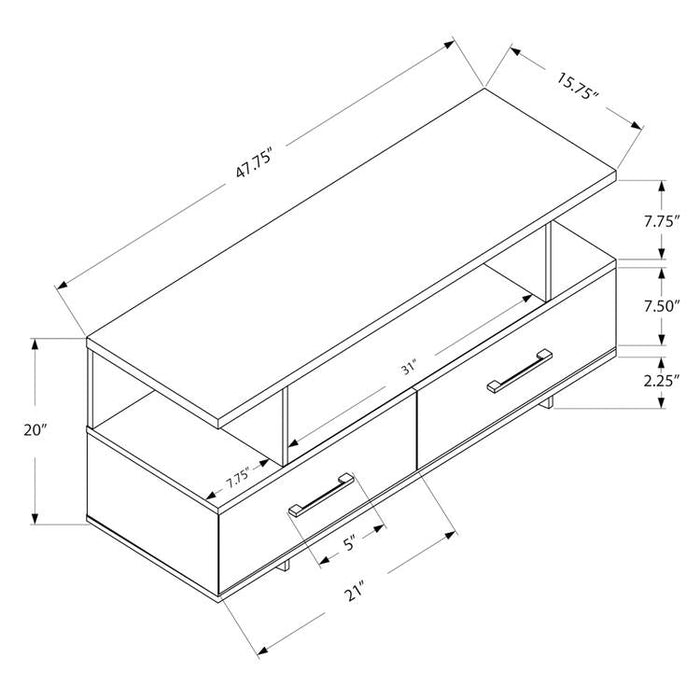 Monarch Specialties I 2608 | TV stand - 48" - 2 Storage drawers - Grey-Sonxplus Sorel
