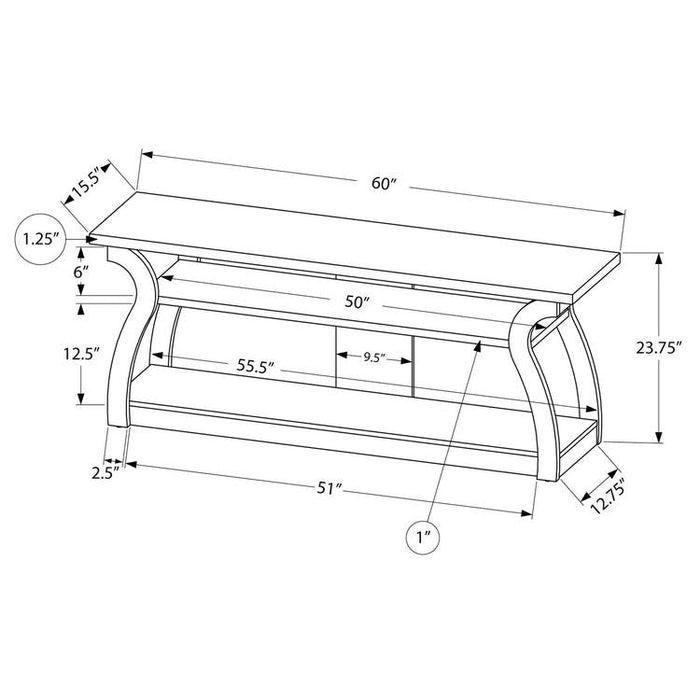 Monarch Specialties I 2667 | TV stand - 60" - Open concept with 3 levels - Espresso-Sonxplus Sorel