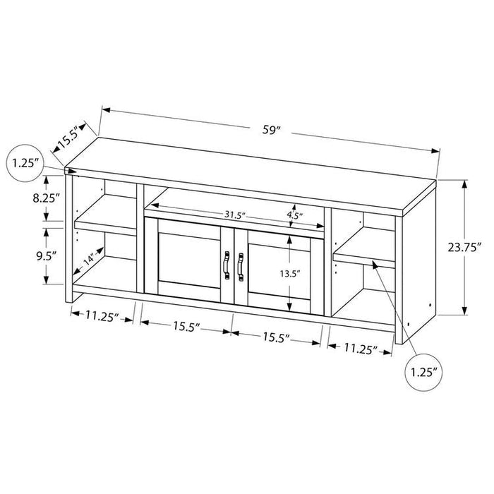 Monarch Specialties I 2744 | TV stand - 60" - Imitation wood - Golden pine-Sonxplus Sorel