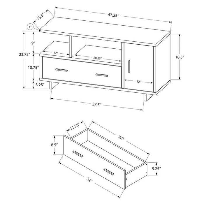 Monarch Specialties I 2800 | TV stand - 48" - With storage - White-Sonxplus Sorel