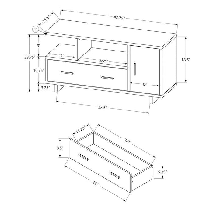 Monarch Specialties I 2803 | TV stand - 48" - With storage - Imitation wood - Brown/Black-Sonxplus Sorel