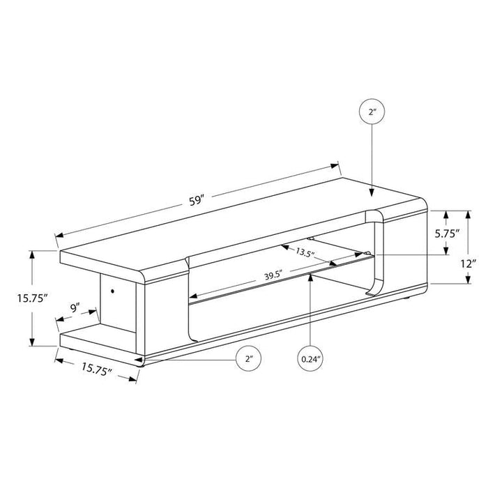 Monarch Specialties I 3536 | TV stand - 60" - Tempered glass - Gloss black-Sonxplus Sorel