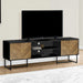 Monarch Specialties I 2752 | 72'' TV stand - Black metal base - With 2 faux wood doors-Sonxplus Sorel