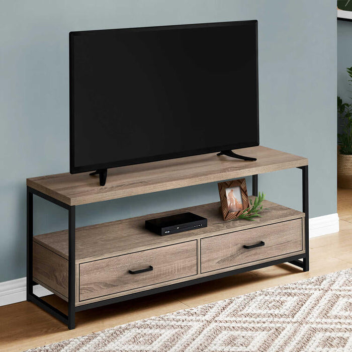 Monarch Specialties I2872 | TV stand - 48" - 2 Storage drawers - Dark taupe-Sonxplus Sorel